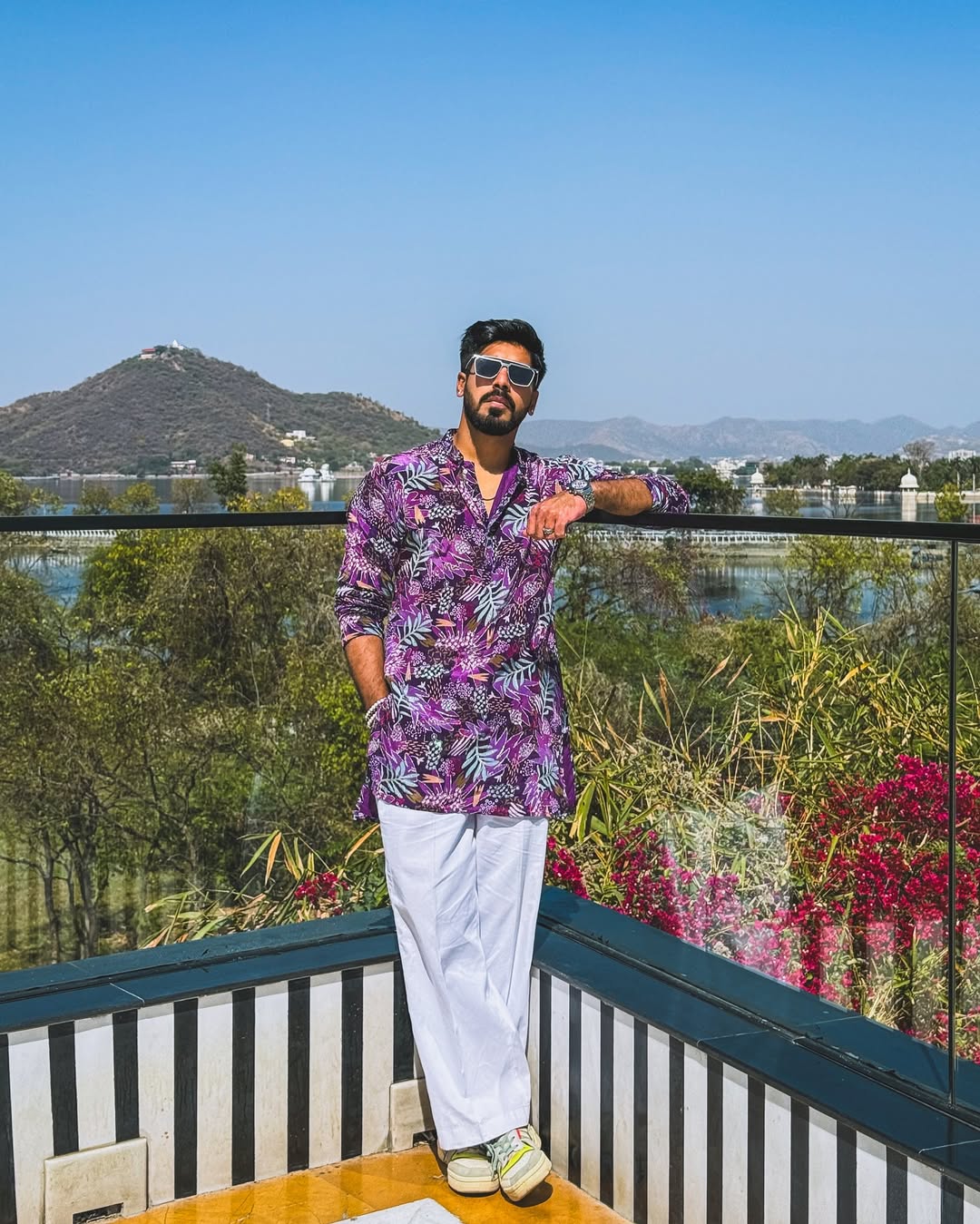 PURPLE MIX FLOWER PRINTED KURTA PAJAMA SET