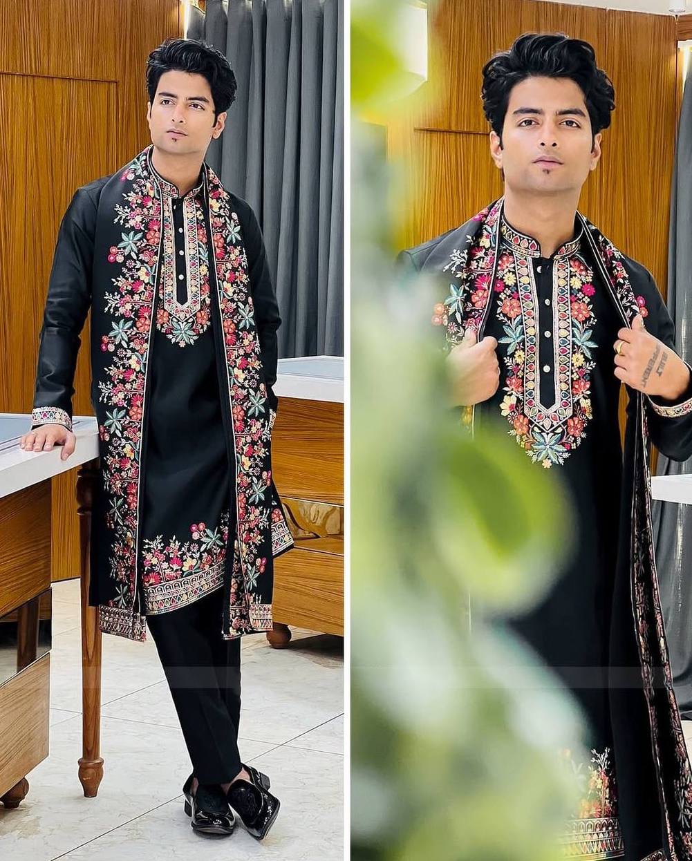 Regal BLACK Silk Kurta Set With Dupatta