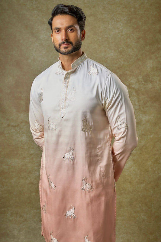 MULTI CLORED OMBRE EMBROIDRED KURTA PAJAMA SET