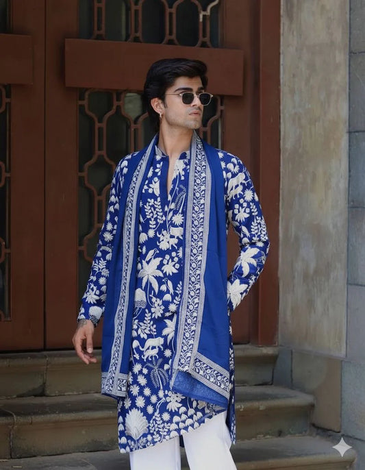 ROYAL BLUE KURTA WITH PANT WITH DUPATTA