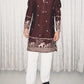 BROWN  ELEPHANT AND BUTTI EMBROIDERY WORK KURTA PAJAMA SET