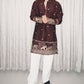 BROWN  ELEPHANT AND BUTTI EMBROIDERY WORK KURTA PAJAMA SET