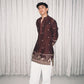 BROWN  ELEPHANT AND BUTTI EMBROIDERY WORK KURTA PAJAMA SET