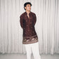 BROWN  ELEPHANT AND BUTTI EMBROIDERY WORK KURTA PAJAMA SET