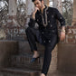 STYLISH BLACK  MIRROR WORK EMBROIDERED KURTA WITH PAJAMA