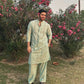 MILKY GREEN EMBROIDERED KURTA PAJAMA SET FOR MEN'S